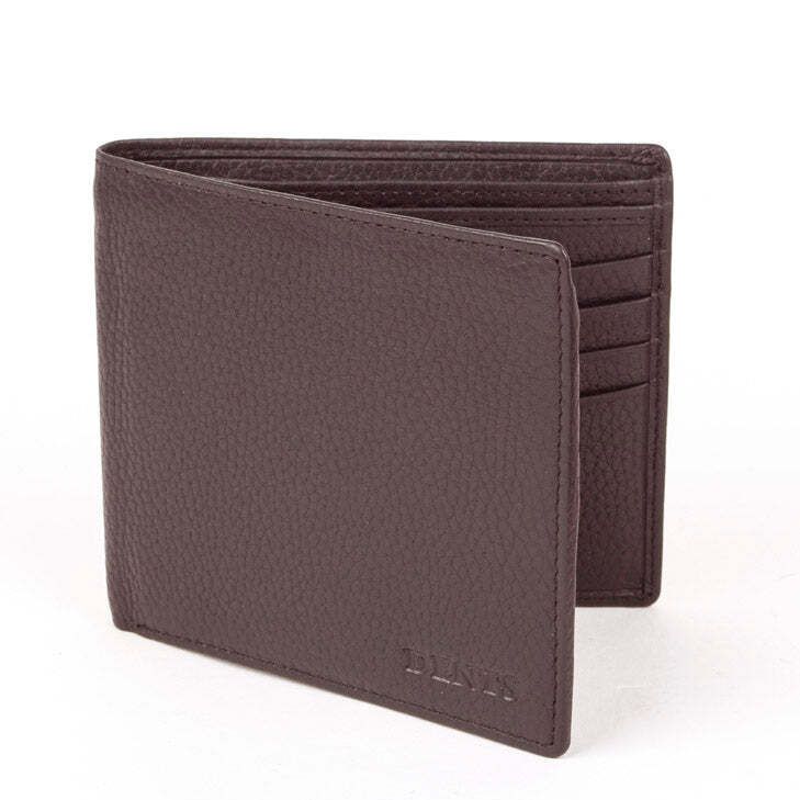 Dents RFID Pebble Grain Bifold Slim Leather Wallet - Chocolate