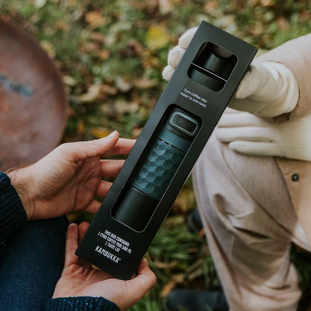 Kambukka Etna Water Bottle Insulated Travel Drink Sports Tumbler - Black Steel