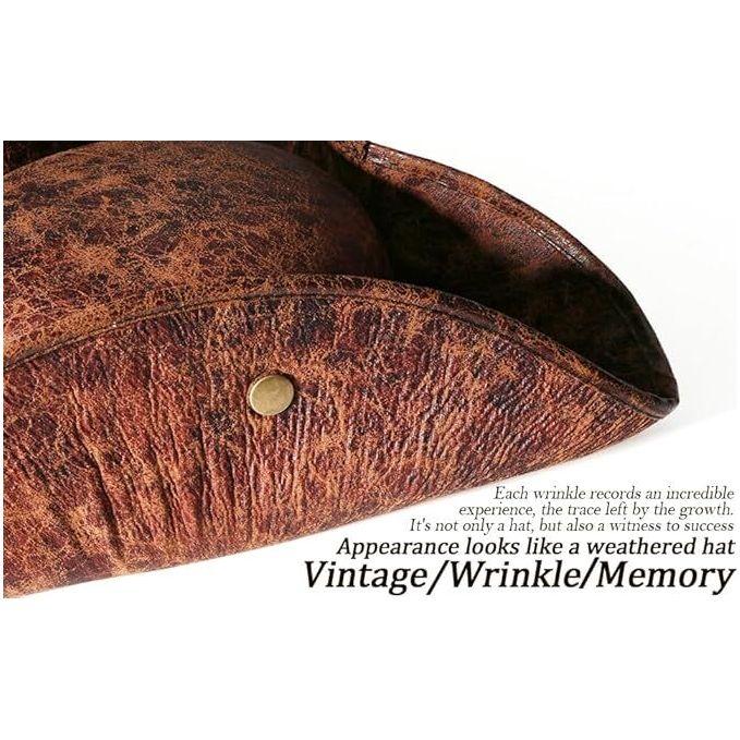 Durashape Brown Pirate Tricorn Hat Tri-Corner Faux Leather Captain Cowboy Costume