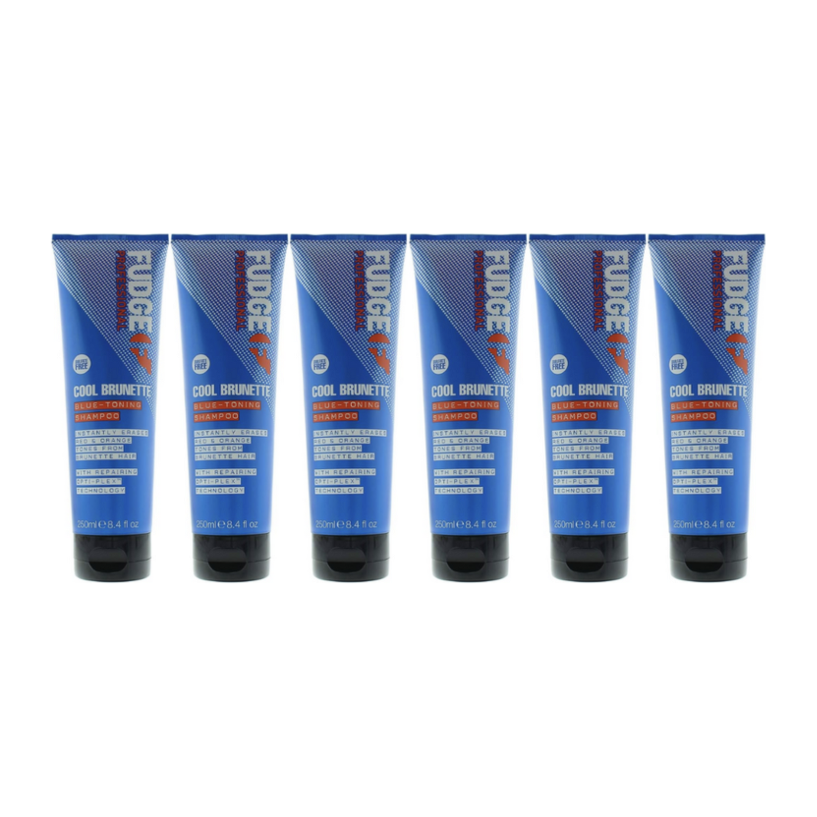 6x Fudge 250ml Blue Toning Shampoo - Erases Red & Orange from Cool Brunette Hair