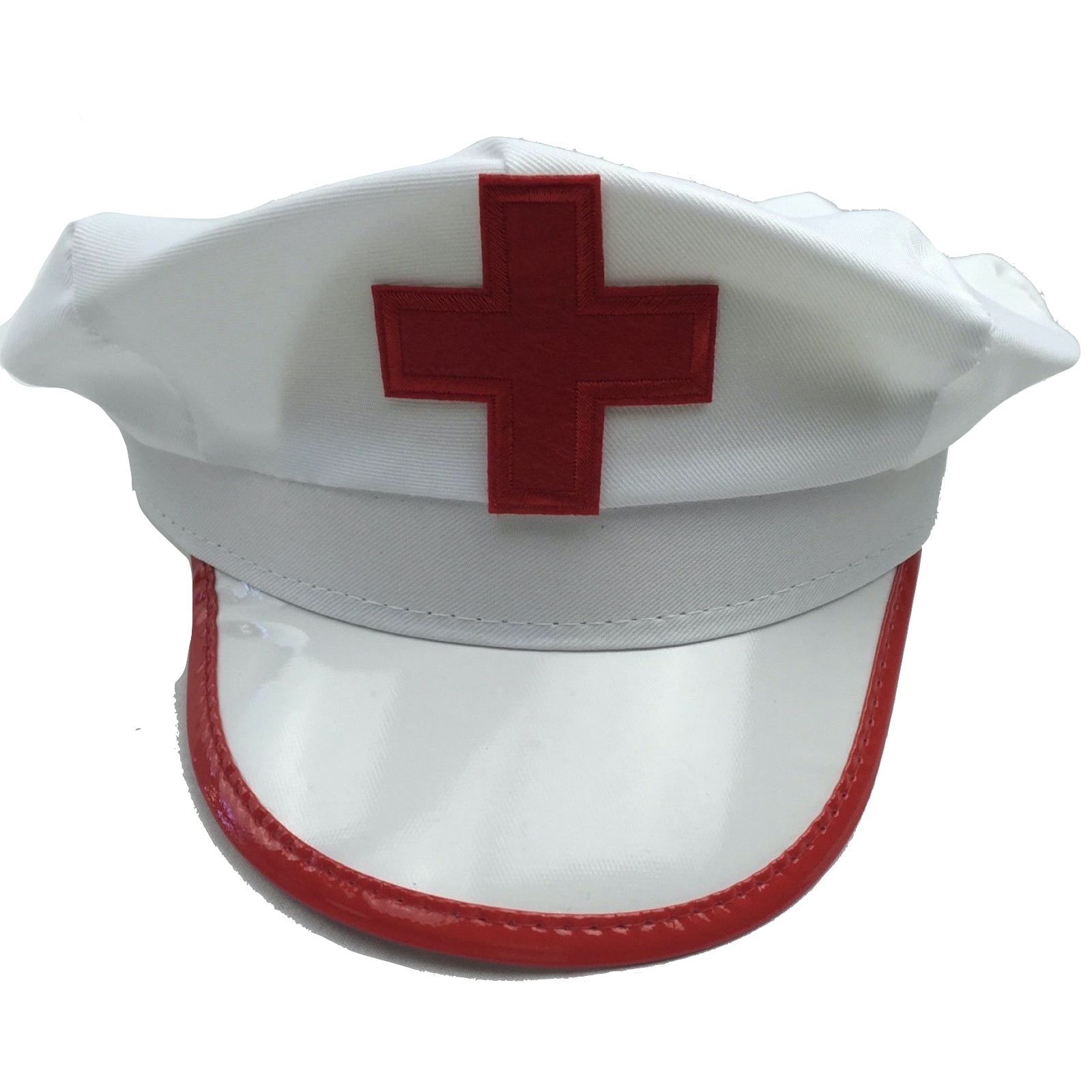 NURSE HAT Doctor Fancy Halloween Party Costume Accessory Cap - White/Red