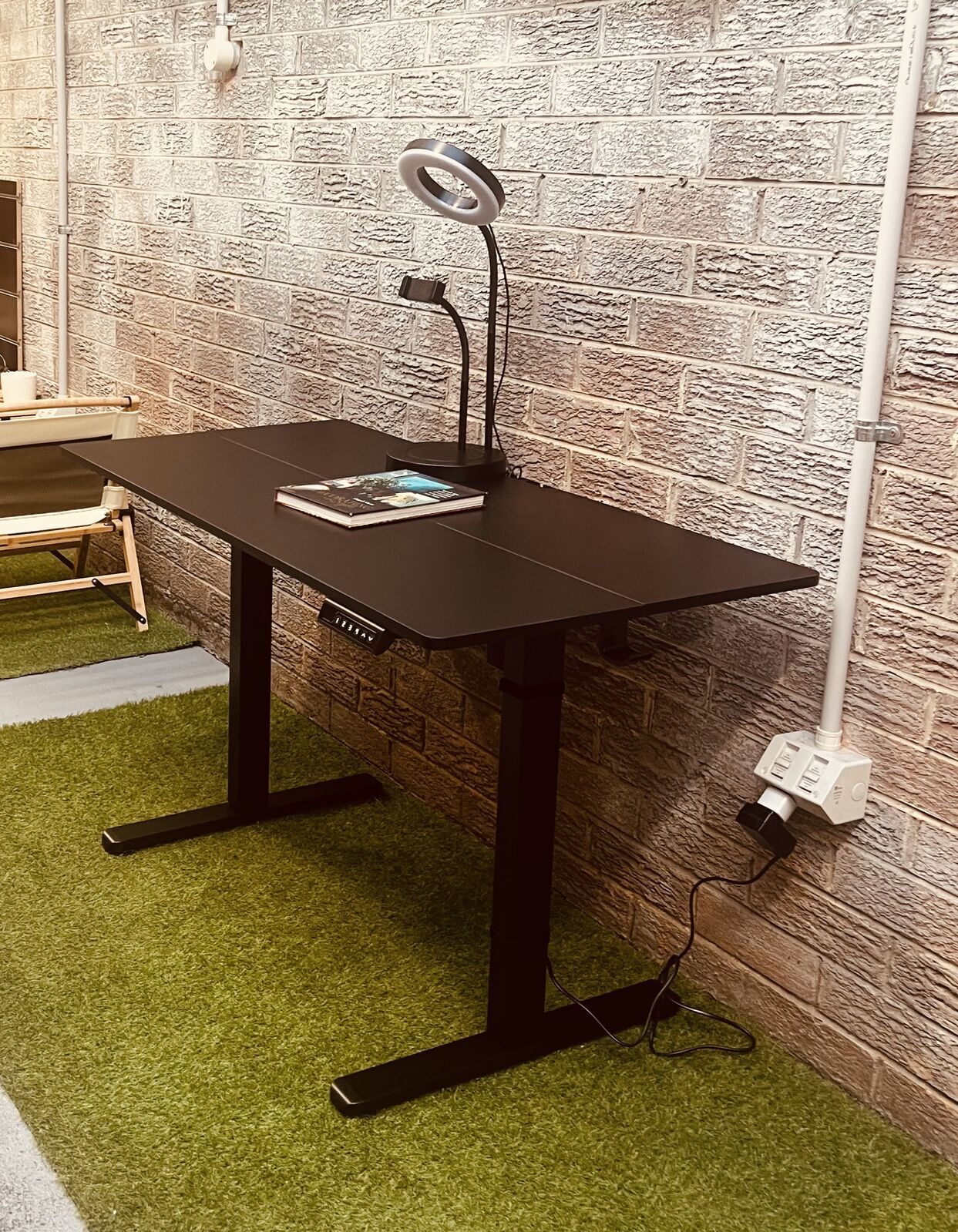 Ergonomic Kids Study Chair & Adjustable Electric Standing Desk Set – Blue Chair & Black Desk