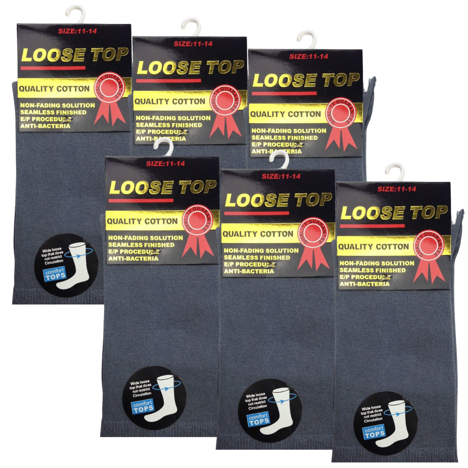 6x Pair COTTON Rich LOOSE TOP SOCKS Dress Medical Circulation Diabetic Comfort - -