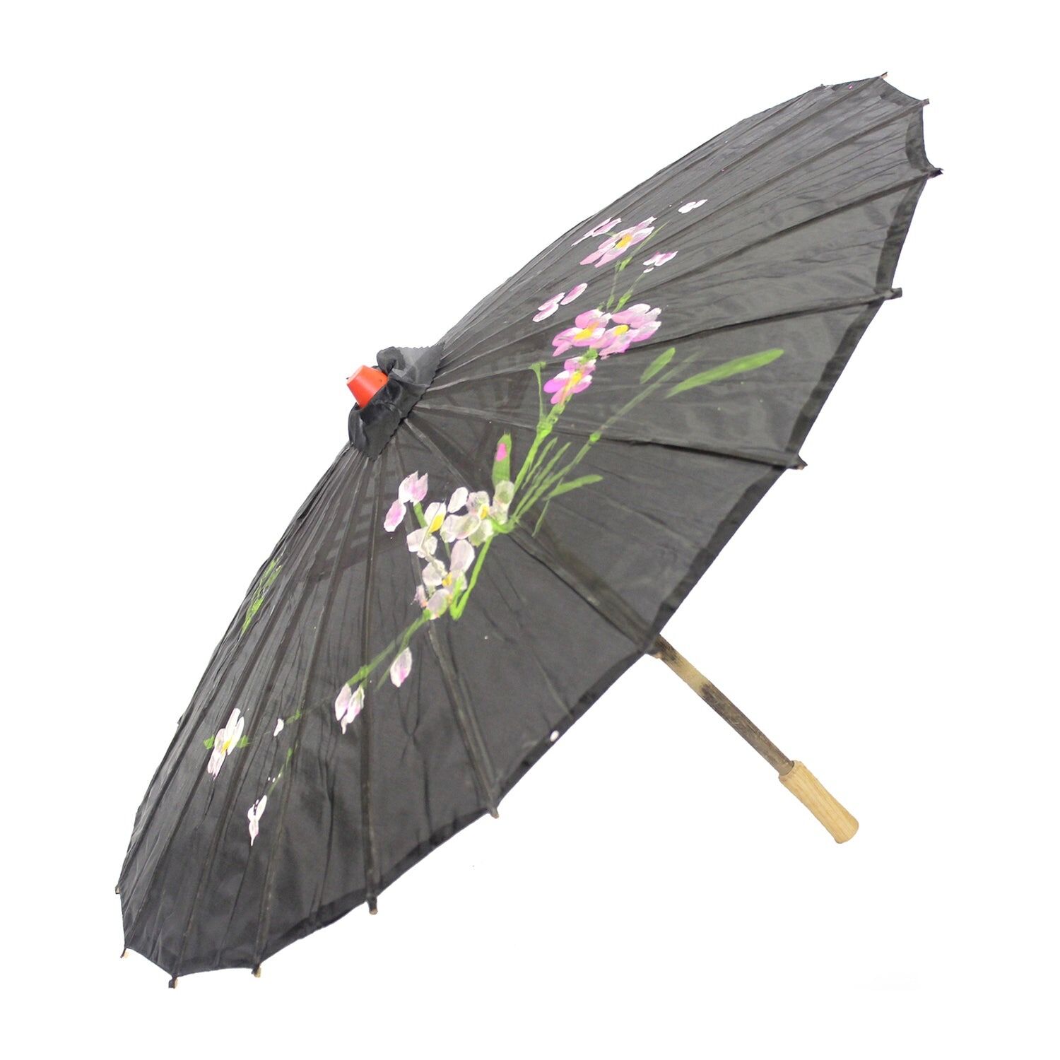 6x PARASOL UMBRELLA Chinese Japanese Bamboo Flower Pattern 80cm Large BULK - Black