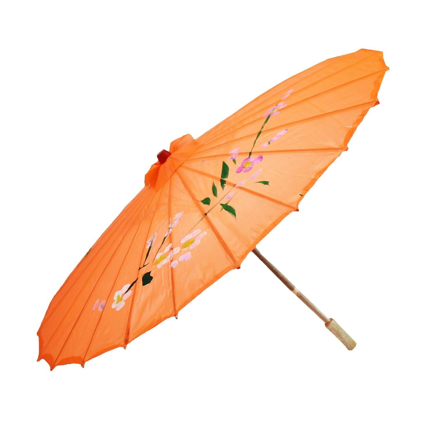 6x PARASOL UMBRELLA Chinese Japanese Bamboo Flower Pattern 80cm Large BULK - Orange