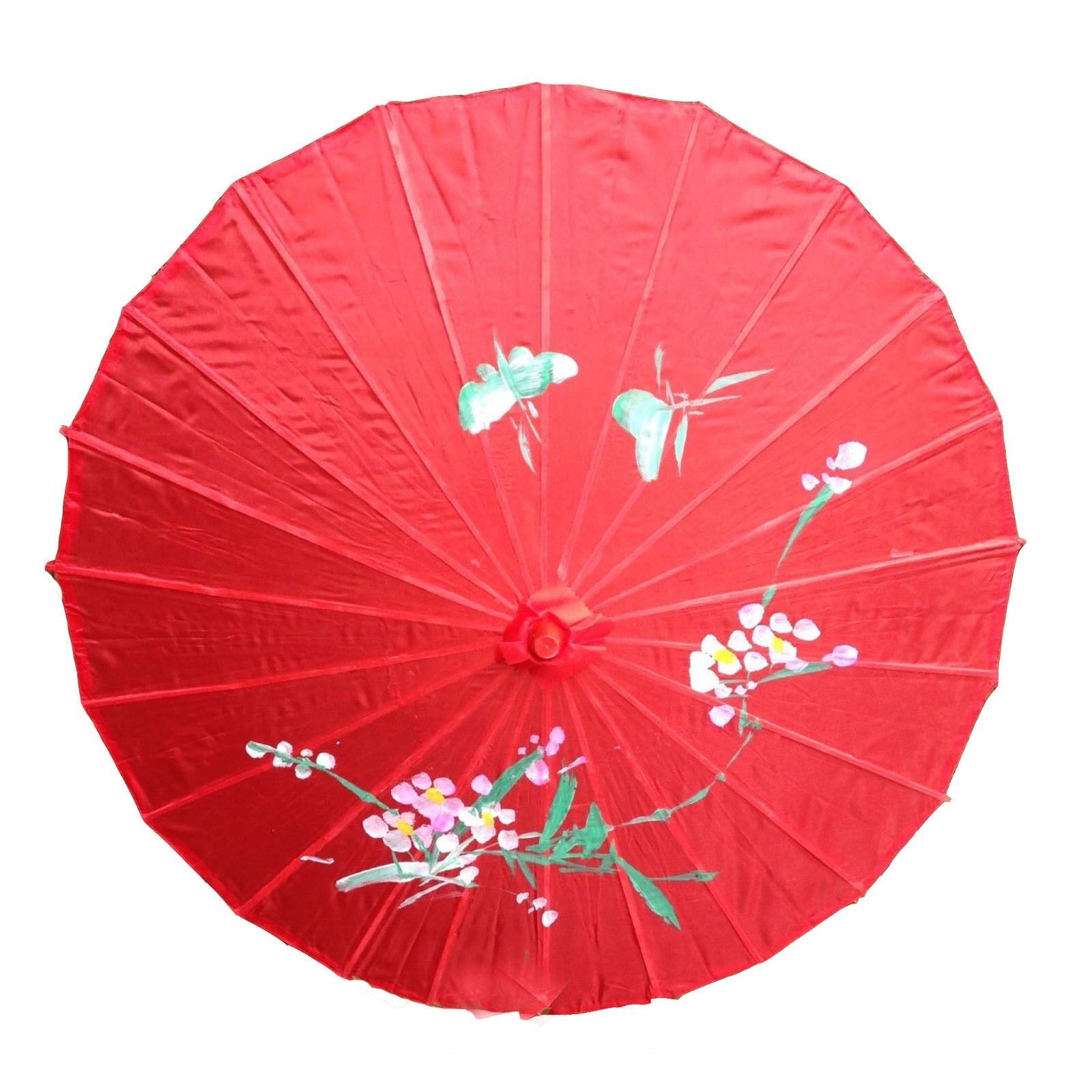 6x PARASOL UMBRELLA Chinese Japanese Bamboo Flower Pattern 80cm Large BULK - Red