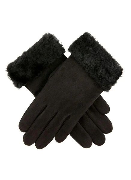 Dents Womens Louisa Sheepskin Gloves Winter Ladies Glove - Suede Black