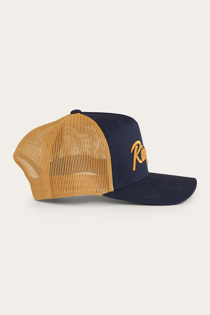 Ringers Western Hackett Trucker Baseball Cap Hat in Navy/Clay