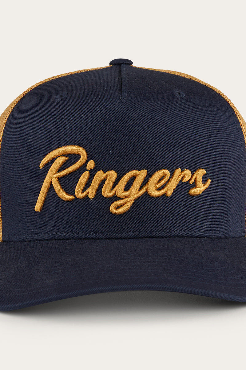 Ringers Western Hackett Trucker Baseball Cap Hat in Navy/Clay