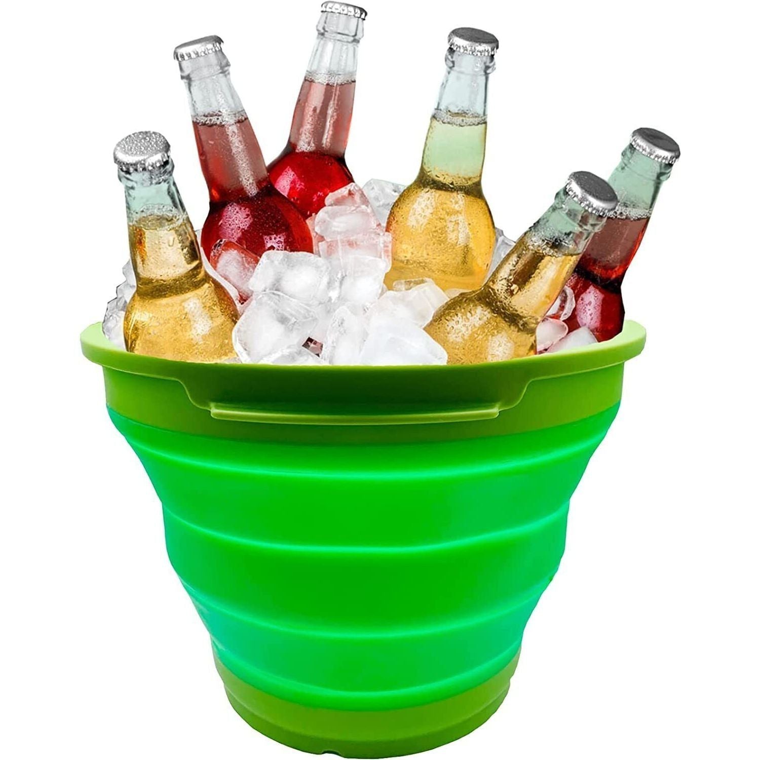 7 Litre Foldable Collapsible Silicone Bucket for Home/Hiking/Camping/Fishing - Green