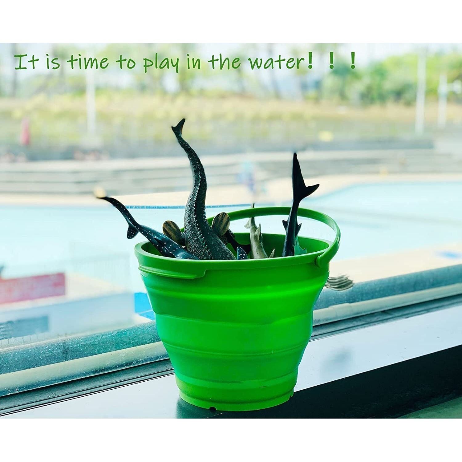 7 Litre Foldable Collapsible Silicone Bucket for Home/Hiking/Camping/Fishing - Green