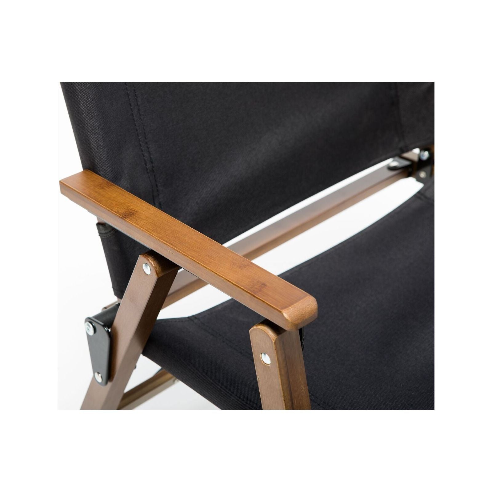 Bamboo Canvas Foldable Outdoor Camping Chair Wooden Travel Picnic Park - Black