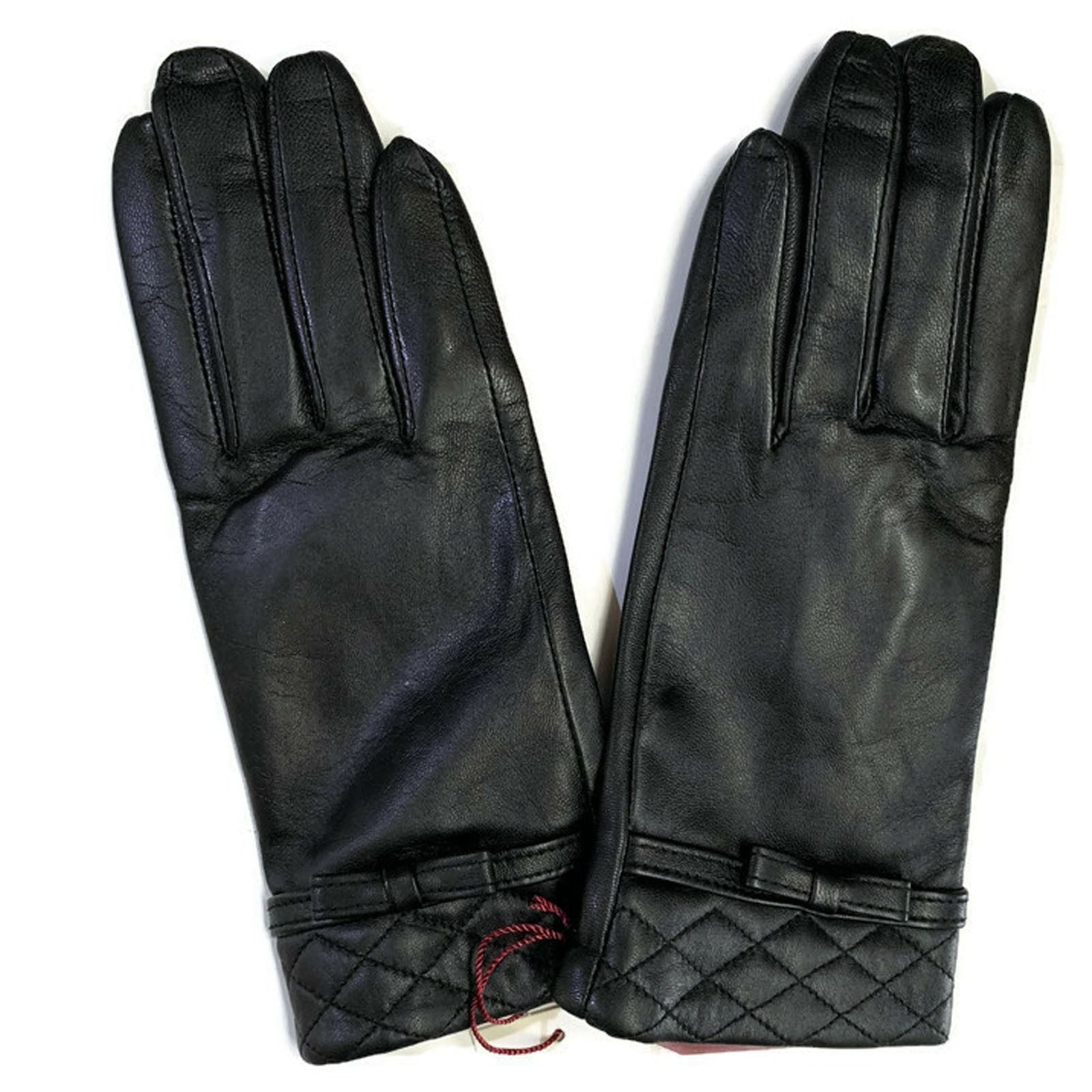 Dents Womens Kitty Sheepskin Genuine Leather Gloves Warm Winter Classic Ladies - Black