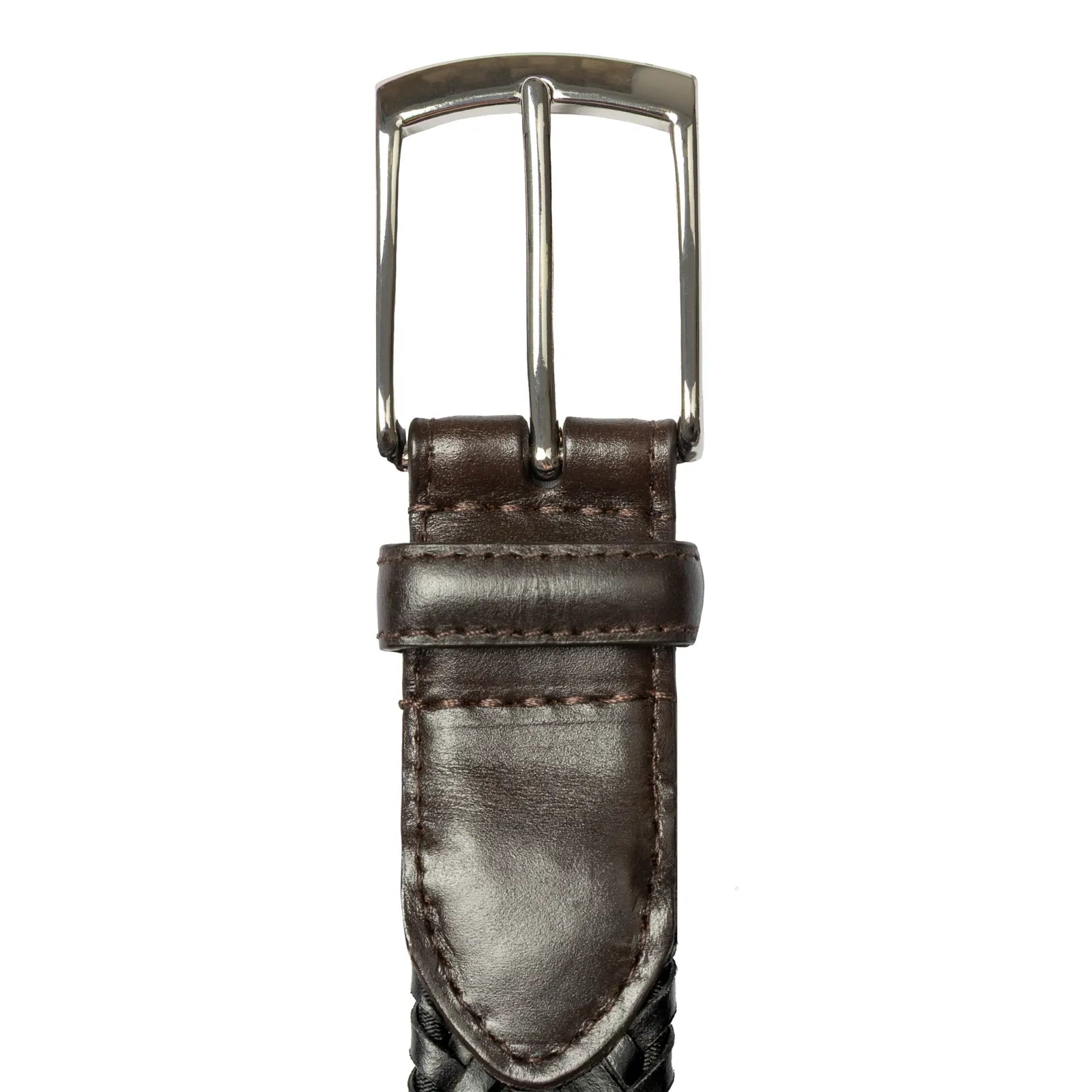 Dents Mens Stretch Plaited Leather Belt - Black/Brown