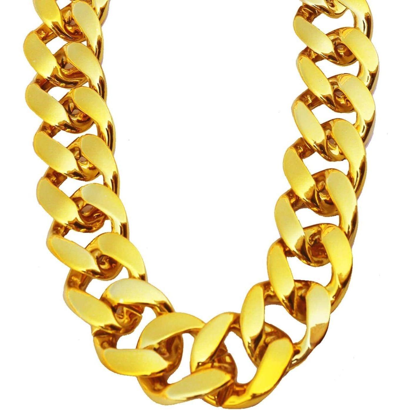Adjustable Big Links Plastic Gold Color Chain Necklace Chunky Choker Party Costume Pimp