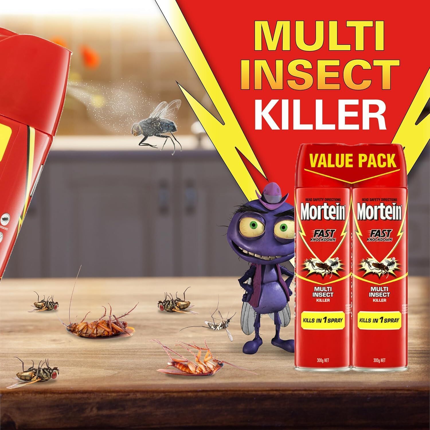 2 Packs of 2 300g Mortein Fast Knockdown Multi Insect Killer Surface Spray (4 Total)