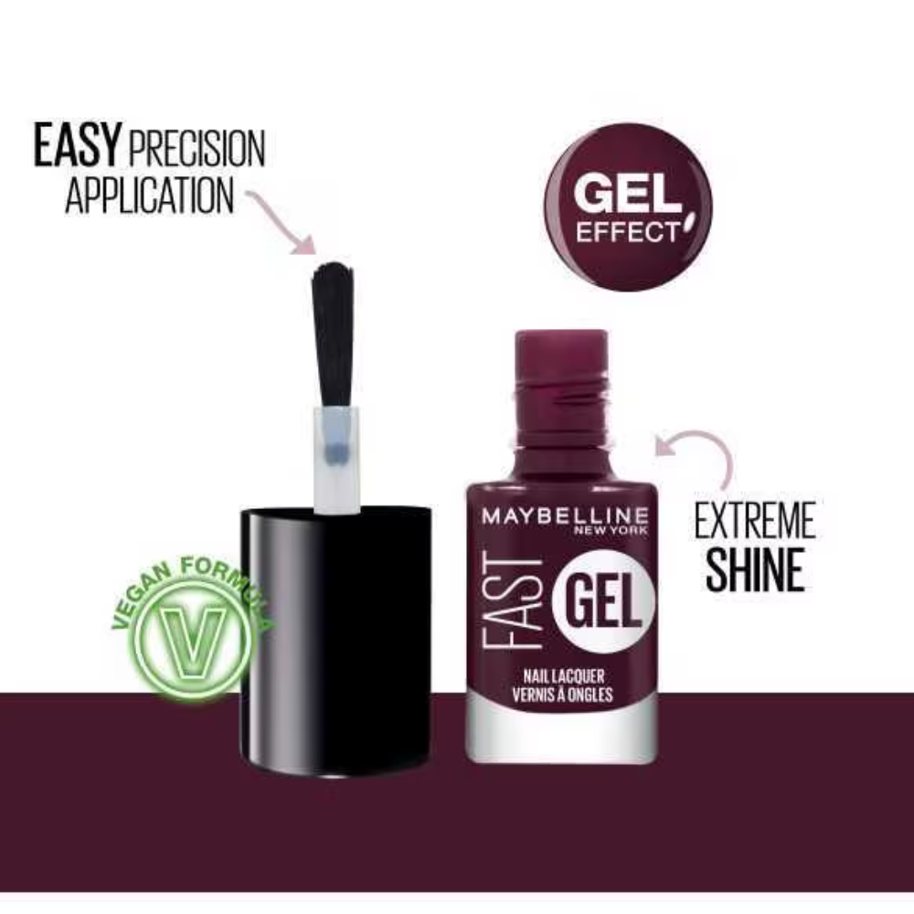 2x Maybelline Fast Gel Quick Drying Longwear Nail Lacquer 6.7ml - 13 Possessed Plum