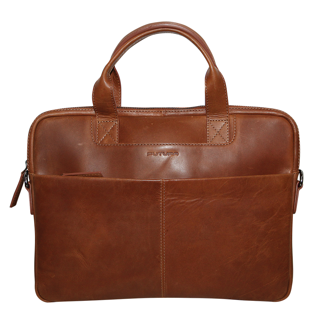Futura Mens Slimline Laptop Bag Satchel Handbag Handles College - Brown