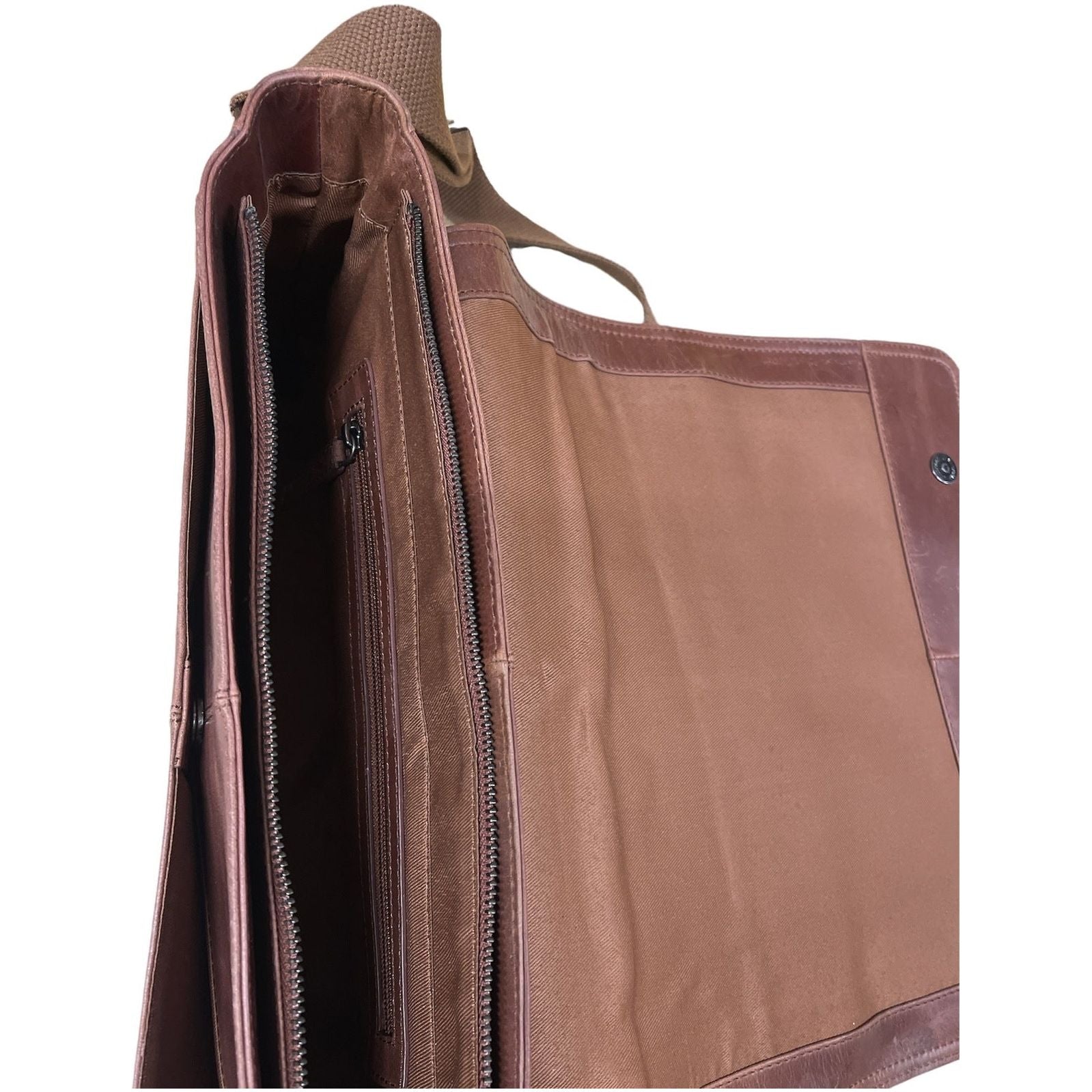 Futura Laptop Messenger Sling Bag Travel Computer Business Genuine Leather - Brown