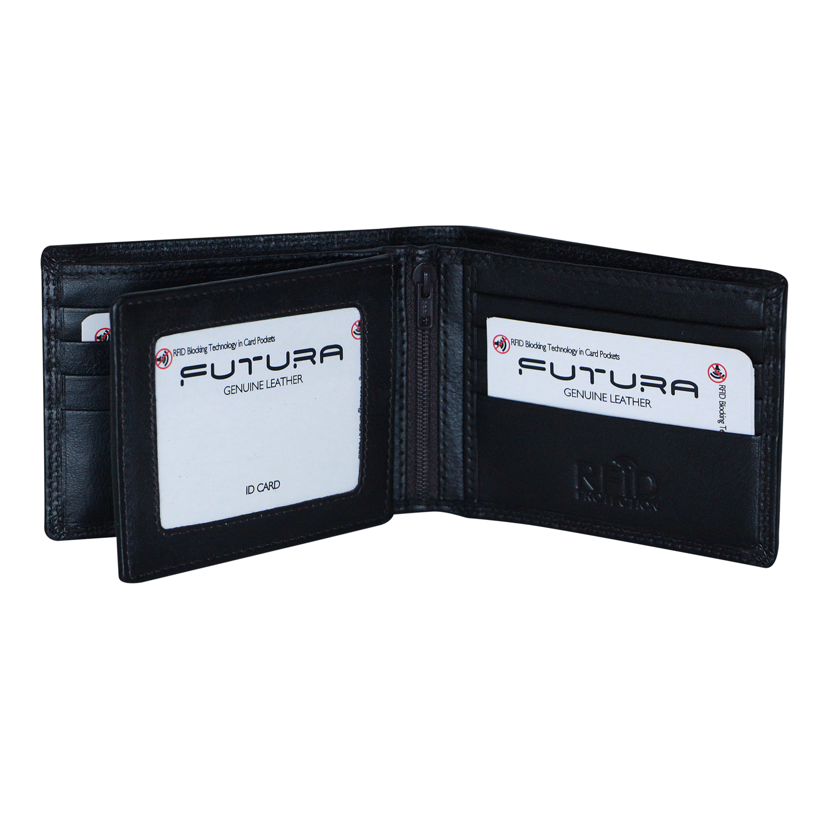 Futura Futura Mens Harrison RFID Genuine Leather Wallet - Black