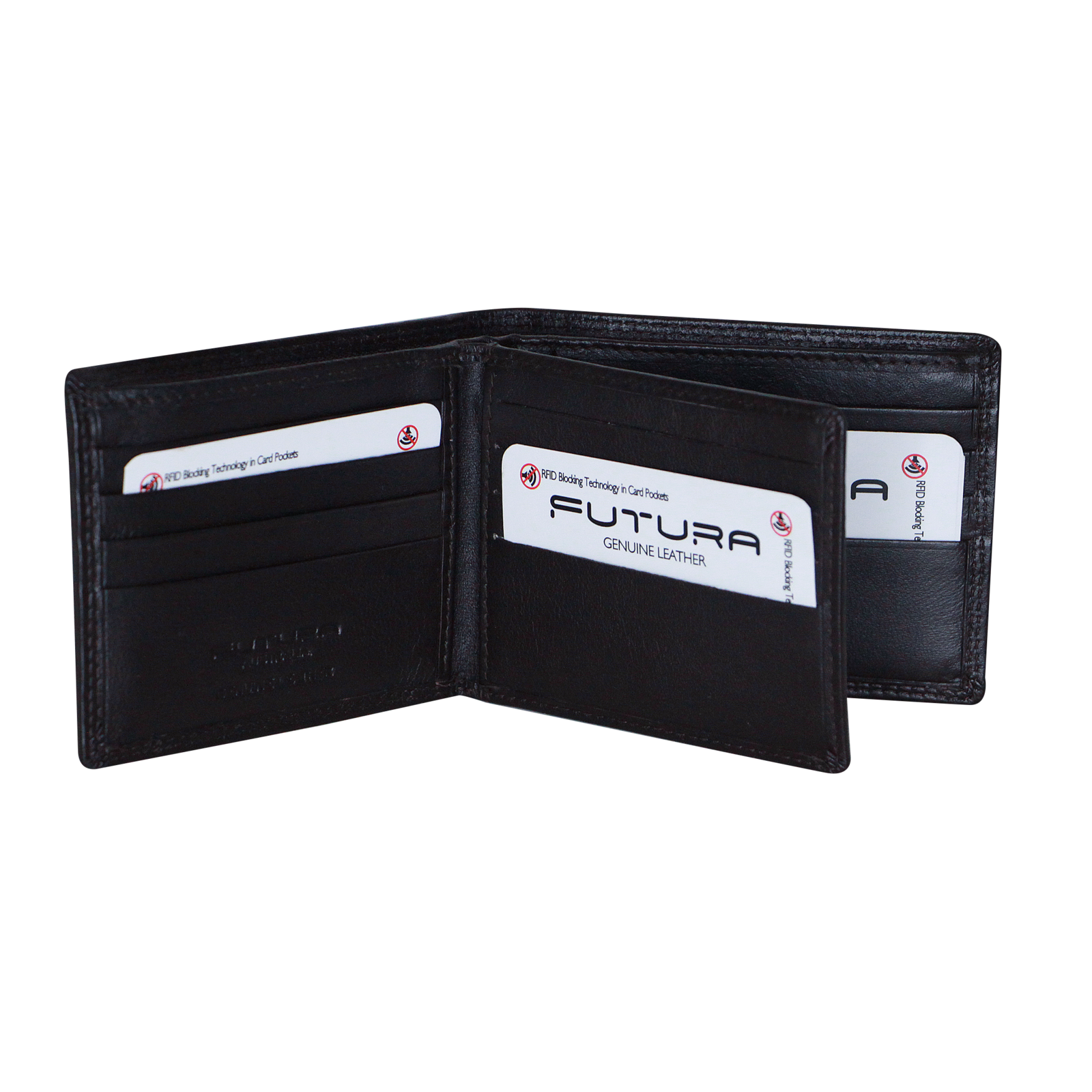 Futura Futura Mens Harrison RFID Genuine Leather Wallet - Black