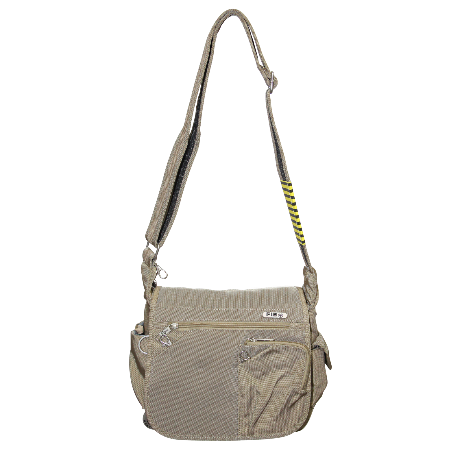 FIB Mens Flapover Shoulder Bag Cross Body Travel Satchel Shoulder Strap - Sand