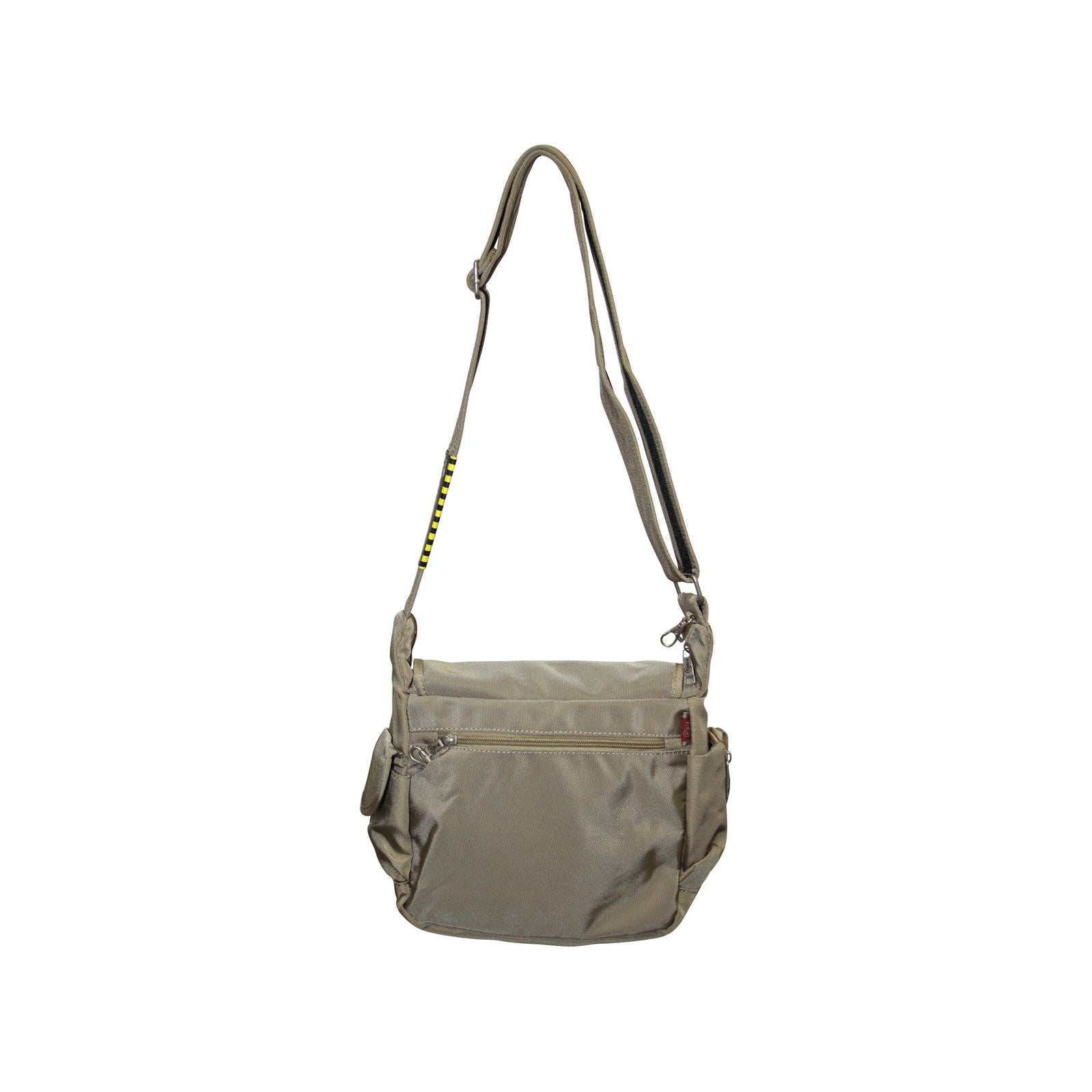 FIB Mens Flapover Shoulder Bag Cross Body Travel Satchel Shoulder Strap - Sand