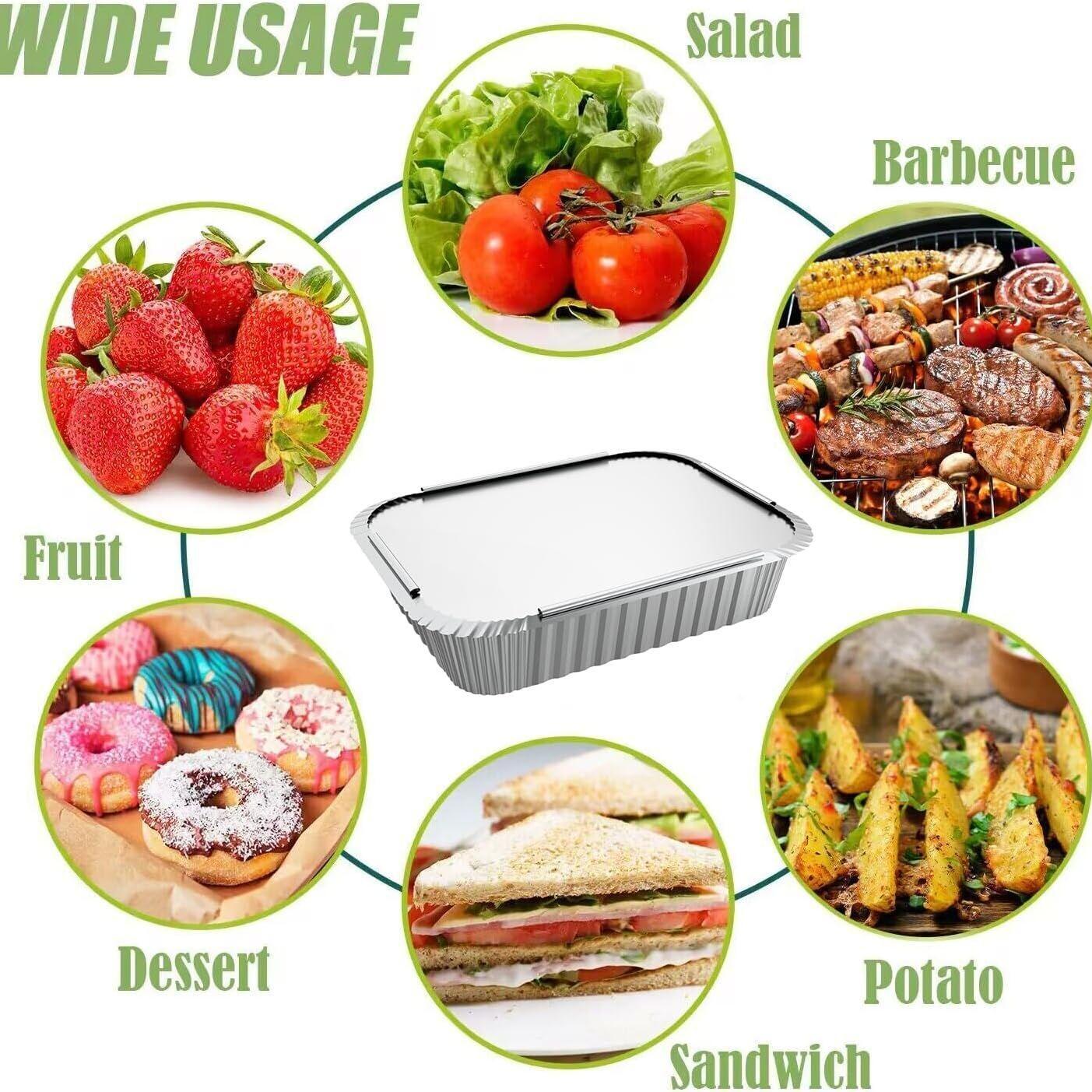 144x Aluminium Disposable Foil Food Container Trays Pans w/ Lids Covers Bulk 22cm*15cm*4.5cm