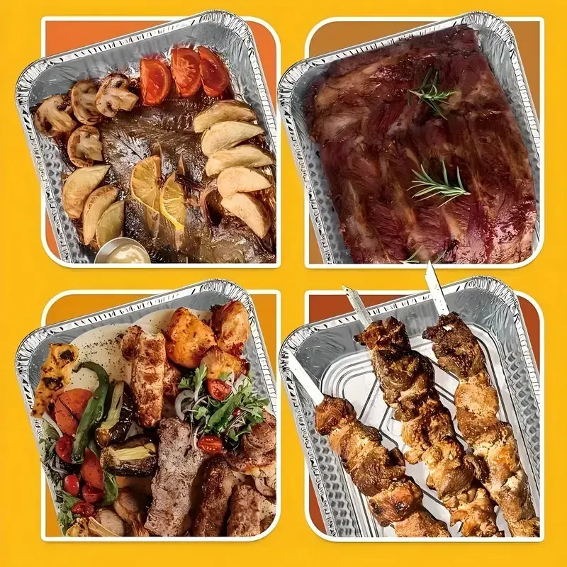 72x Aluminium Disposable Foil Food Container Trays Pans Baking Roast Bulk 45x34x6.5cm