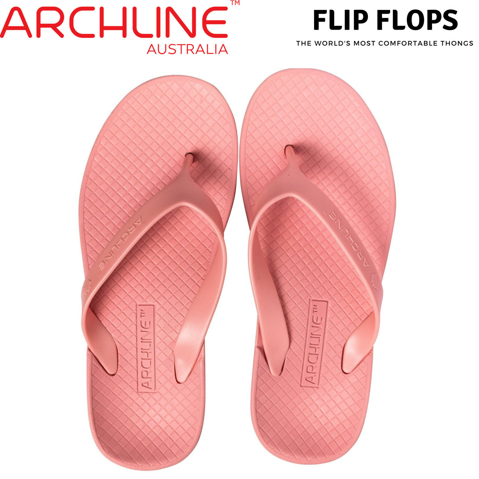 ARCHLINE Orthotic Thongs Arch Support Shoes Flip Flops - Pastel Pink - EUR 42