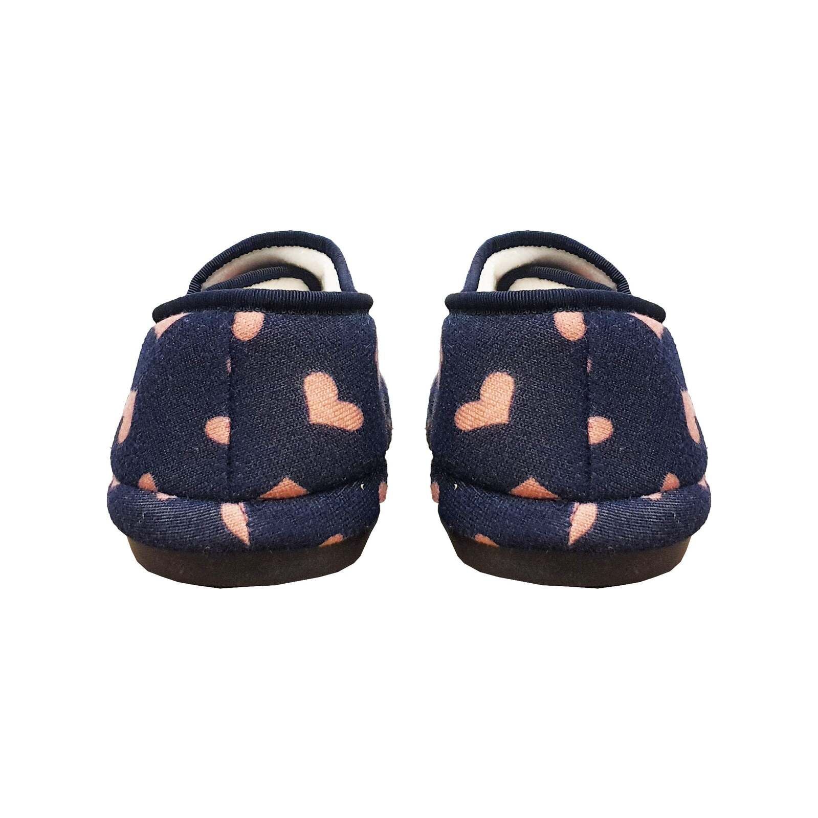 ARCHLINE Orthotic Plus Slippers Closed Scuffs Pain Relief Moccasins - Navy Hearts - EU 35