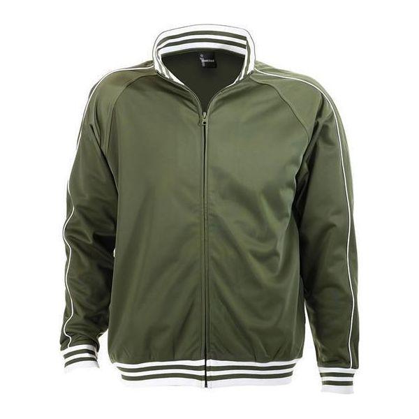 Identitee Mens Varsity Track Suit Top Jacket Jumper Long Sleeve Sunset Urban Casual - Army Green - XXX-Large