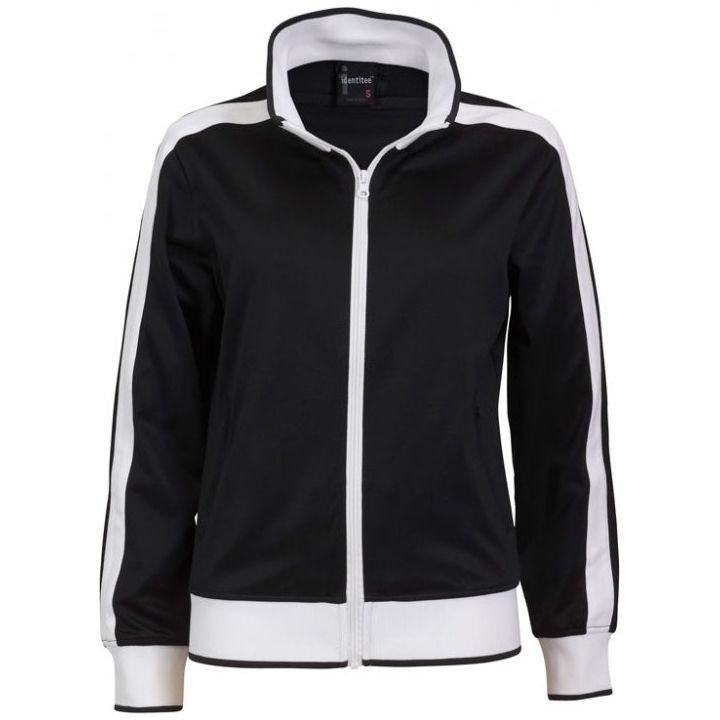 Identitee Ladies Track Top Jacket Tracksuit Warm Winter Full Zip Varsity Jumper - Black/White - M (10-12)