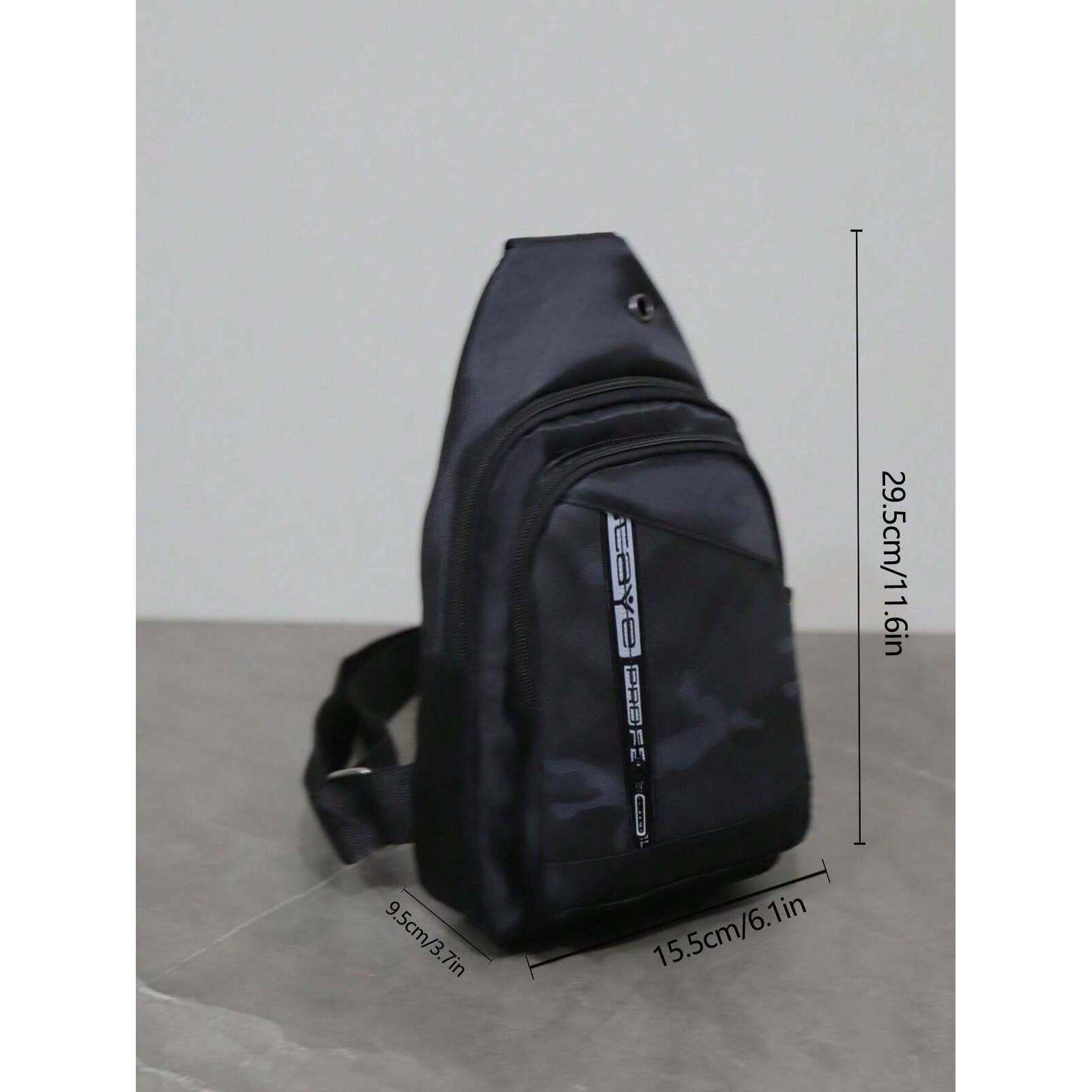 Mens Crossbody Sling Casual Chest Bag in Black
