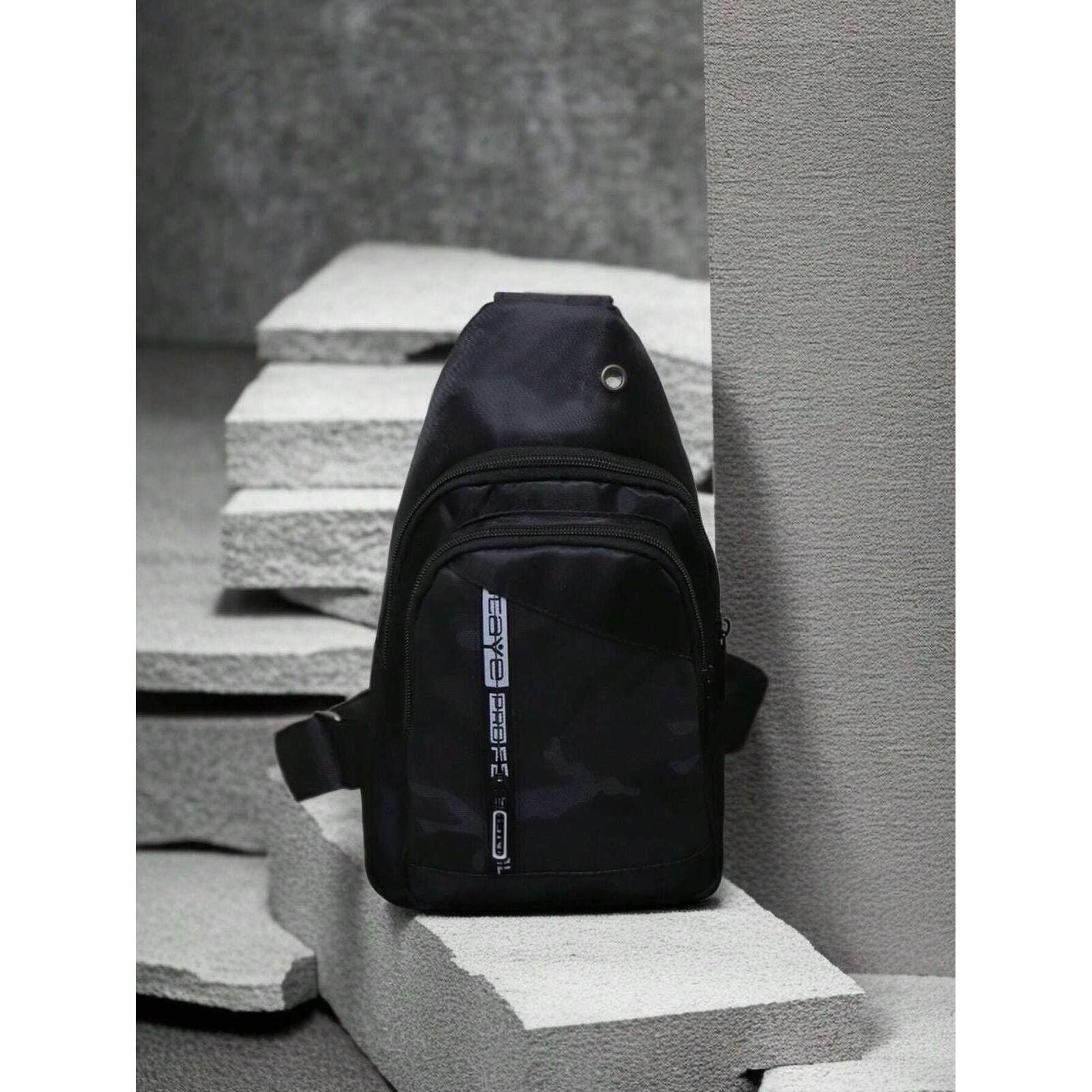 Mens Crossbody Sling Casual Chest Bag in Black