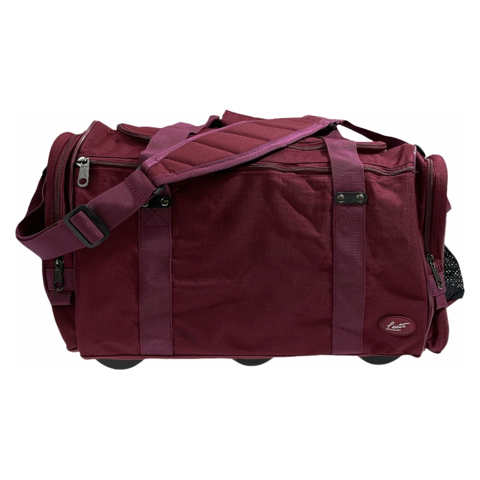 44L Travel Foldable Duffel Bag Gym Sports Luggage Travel Foldaway D-Zip Top School Bags - Maroon