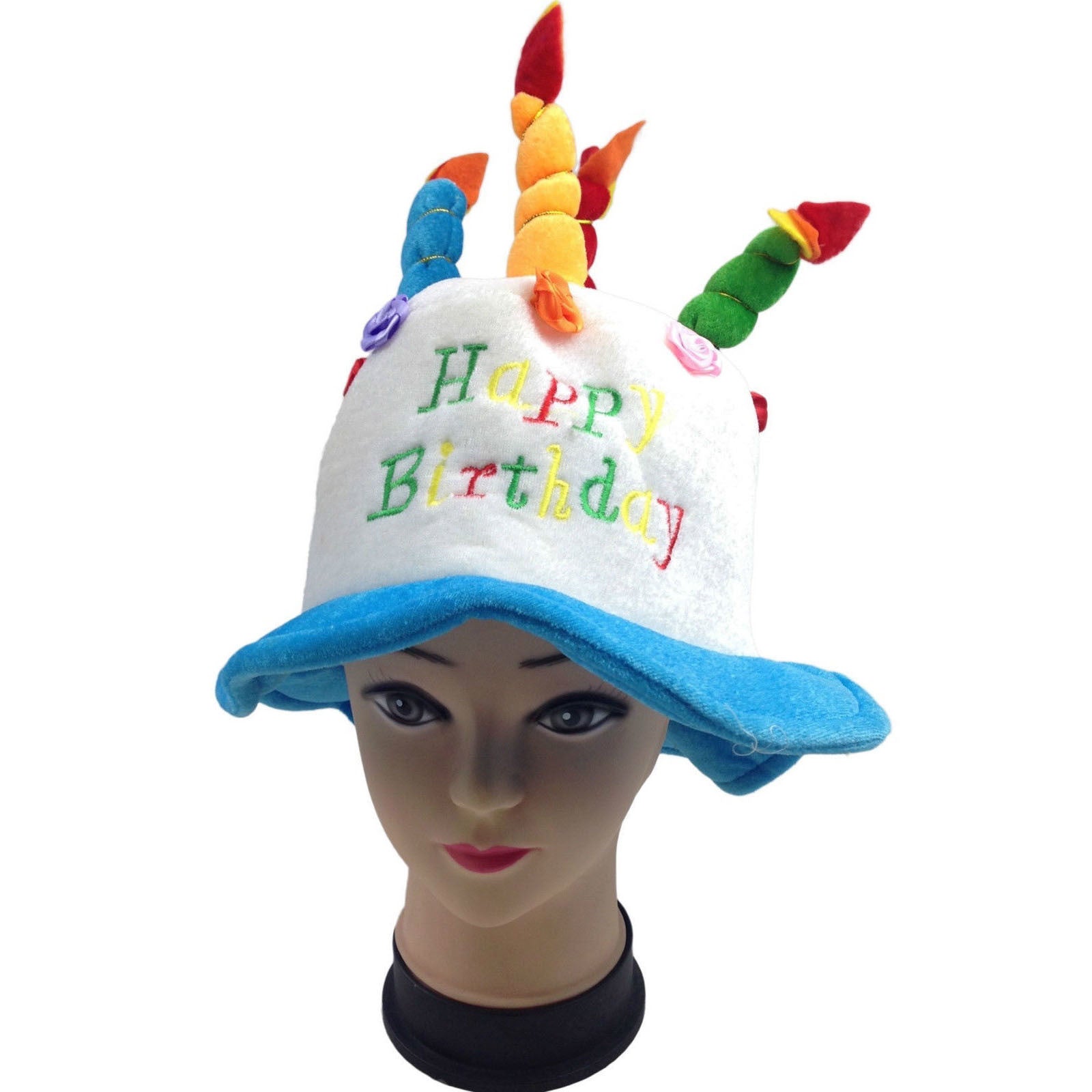 Happy BIRTHDAY CAKE HAT Party Costume Bday Fancy Dress with Candles Gift - Blue