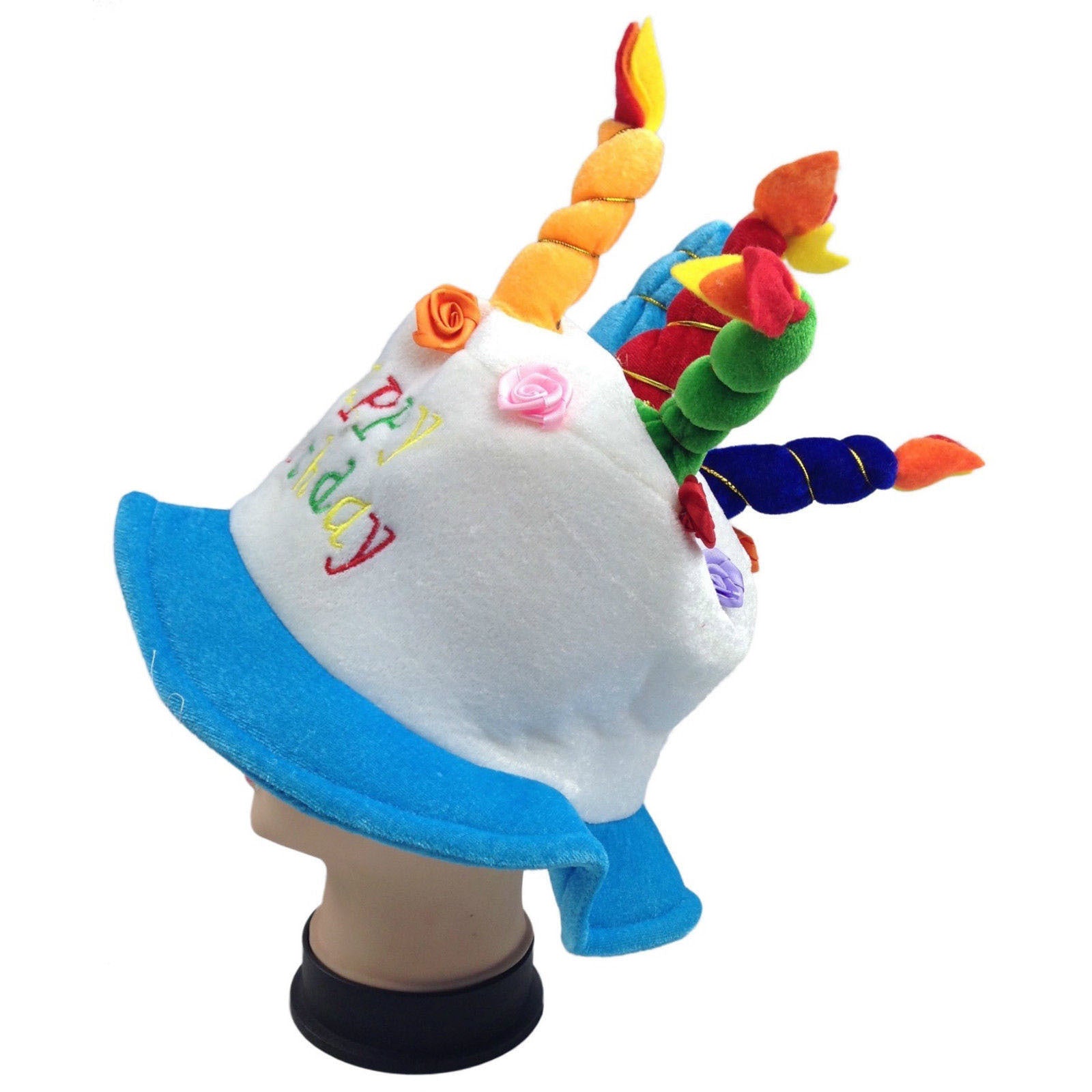 Happy BIRTHDAY CAKE HAT Party Costume Bday Fancy Dress with Candles Gift - Blue