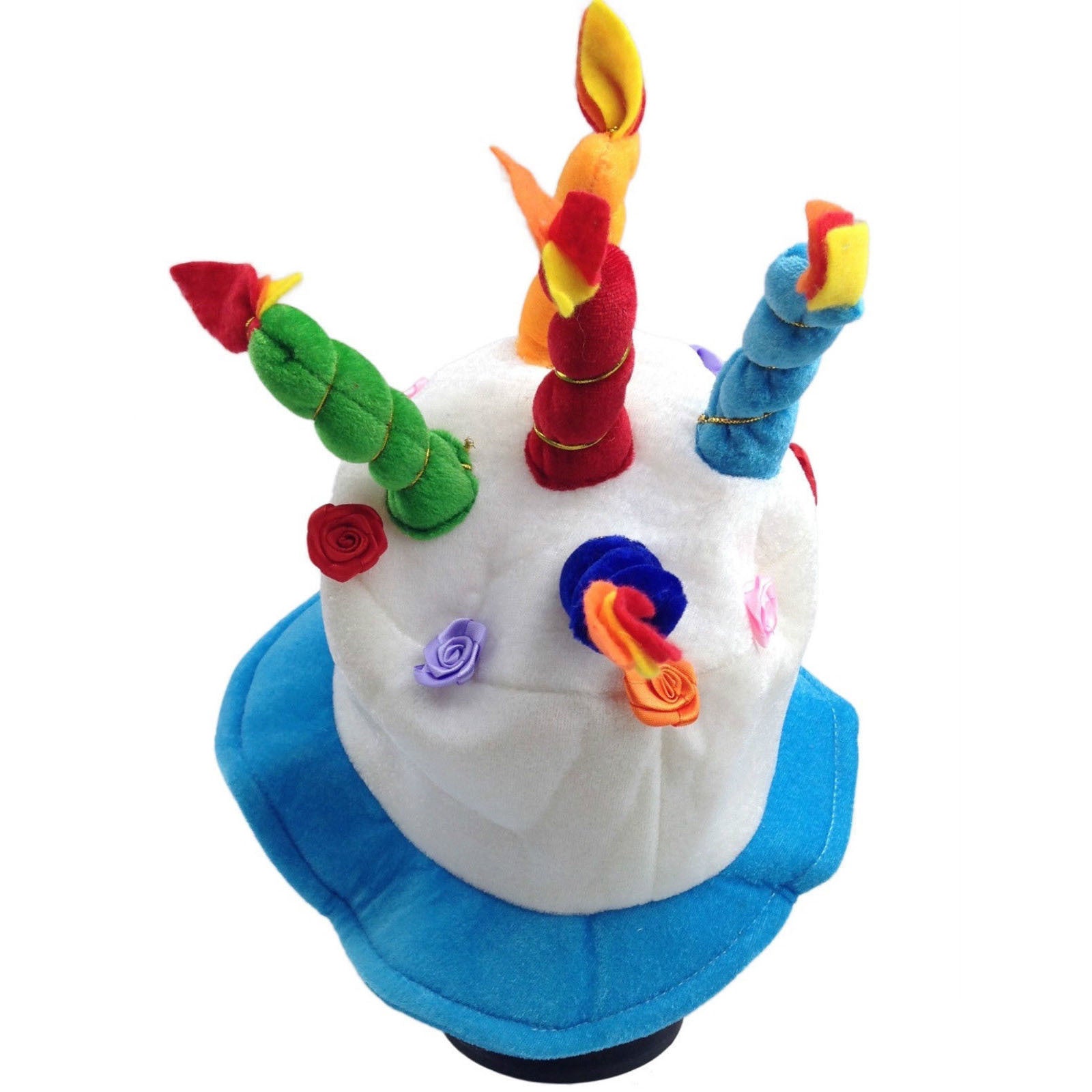 Happy BIRTHDAY CAKE HAT Party Costume Bday Fancy Dress with Candles Gift - Blue