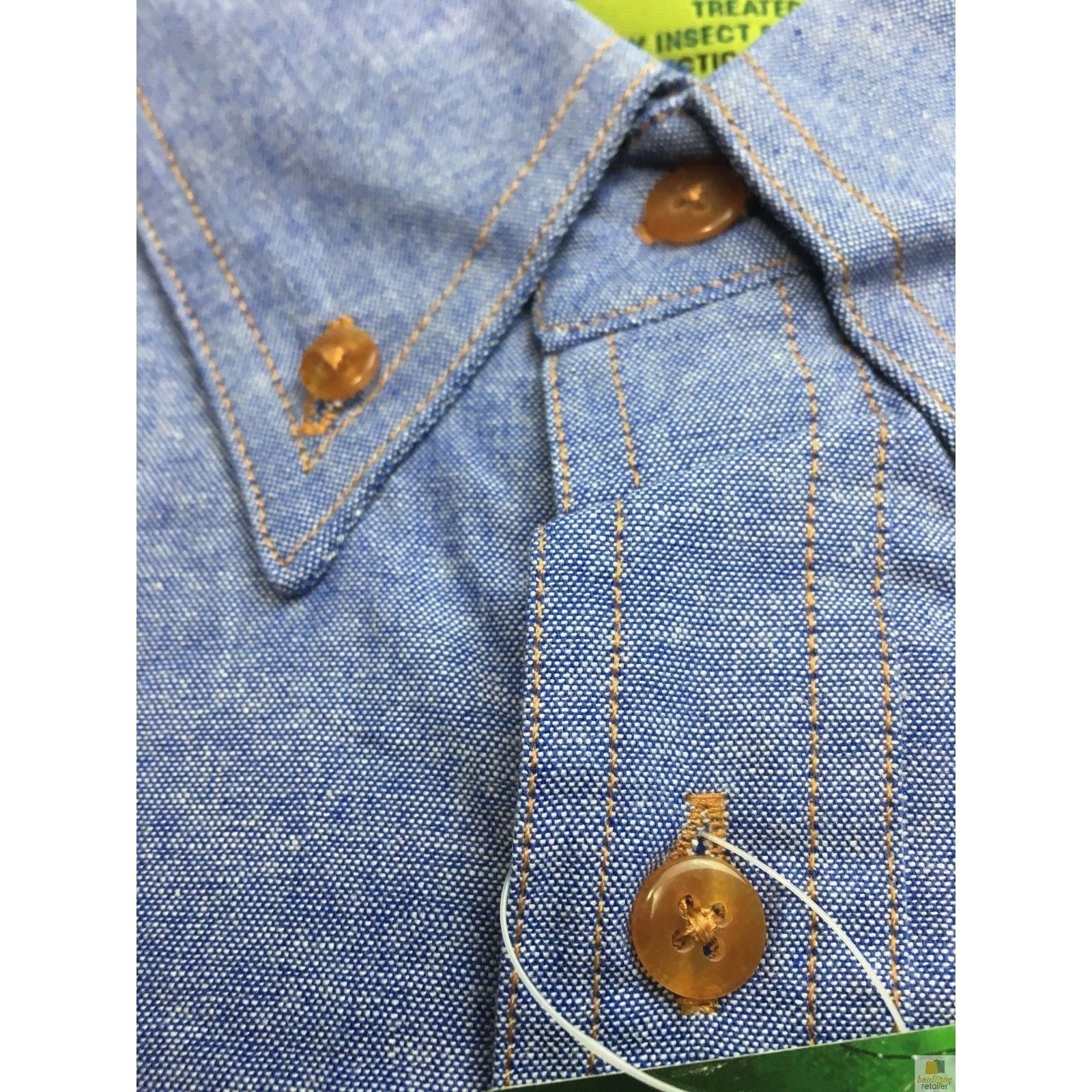 BISLEY Insect Protection Repellent Long Sleeve Casual Shirt Fishing Camping - Blue - S