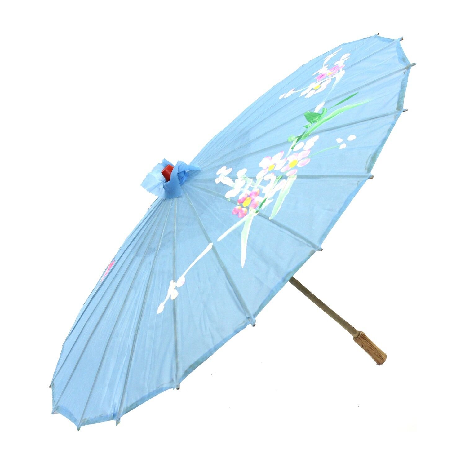 12x PARASOL UMBRELLA Chinese Japanese Bamboo Flower Pattern 80cm Large BULK - Sky Blue