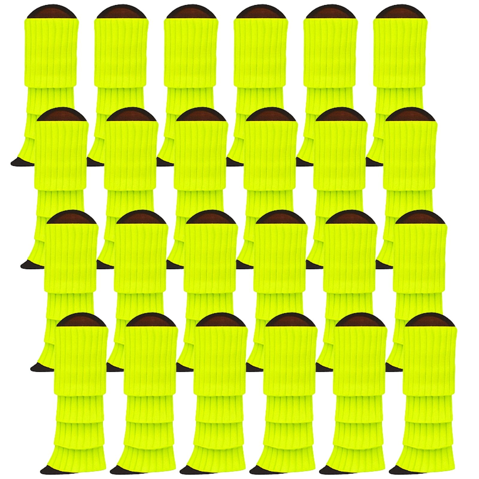 24x Womens Leg Warmers Disco Winter Knit Dance Party Crochet Legging Socks Costume - Fluro Yellow