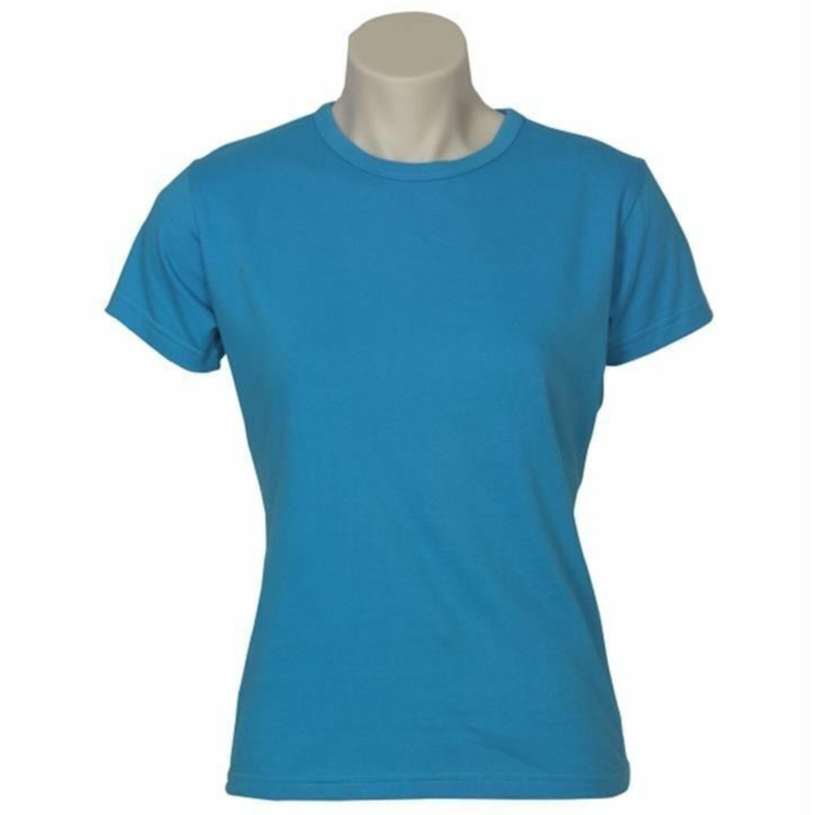 3x Womens 100% Cotton T-Shirt Plain Basic Tee Casual Top in Cyan Blue