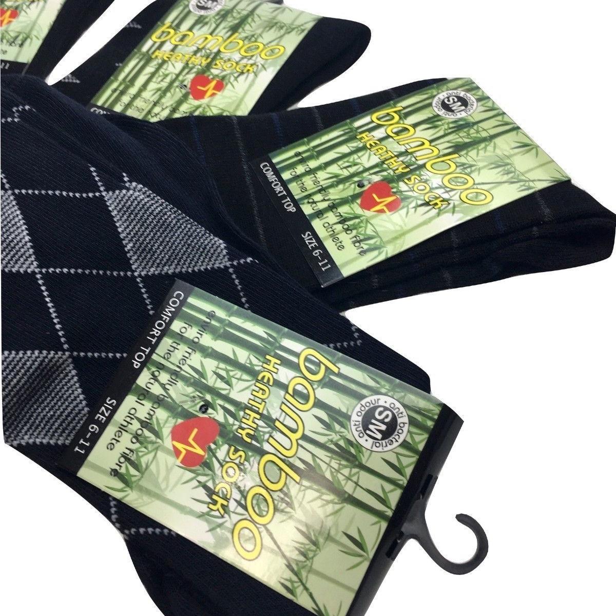 9 Pairs BAMBOO SOCKS Mens Loose Top Natural Business Work Socks Cushion Enviro - Assorted Colour Pack - 6-11