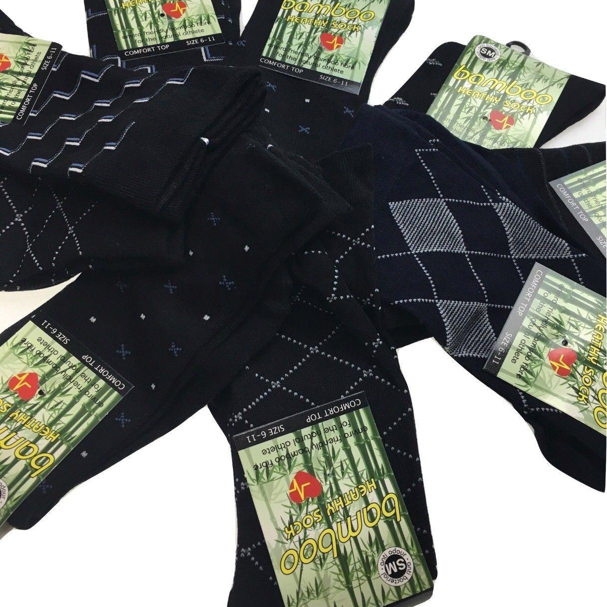 9 Pairs BAMBOO SOCKS Mens Loose Top Natural Business Work Socks Cushion Enviro - Assorted Colour Pack - 6-11