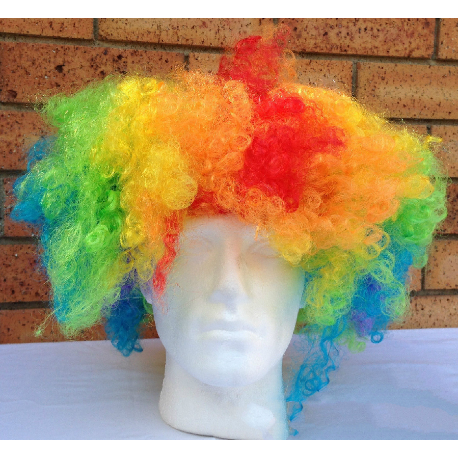 DELUXE AFRO WIG Curly Hair Costume Party Fancy Disco Circus 70s 80s Dress Up - Rainbow
