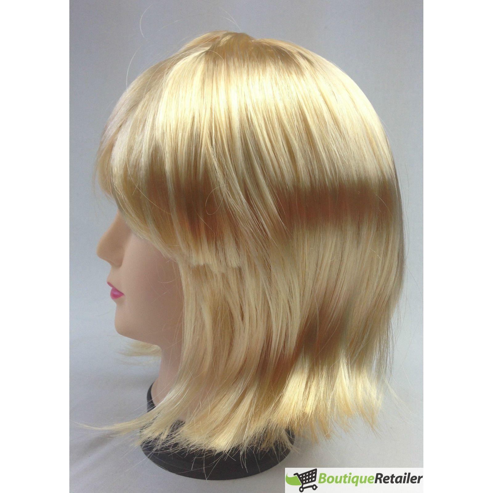 Bob Wig Costume Short Straight Fringe Cosplay Party Full Hair Womens Fancy Dress - Blonde