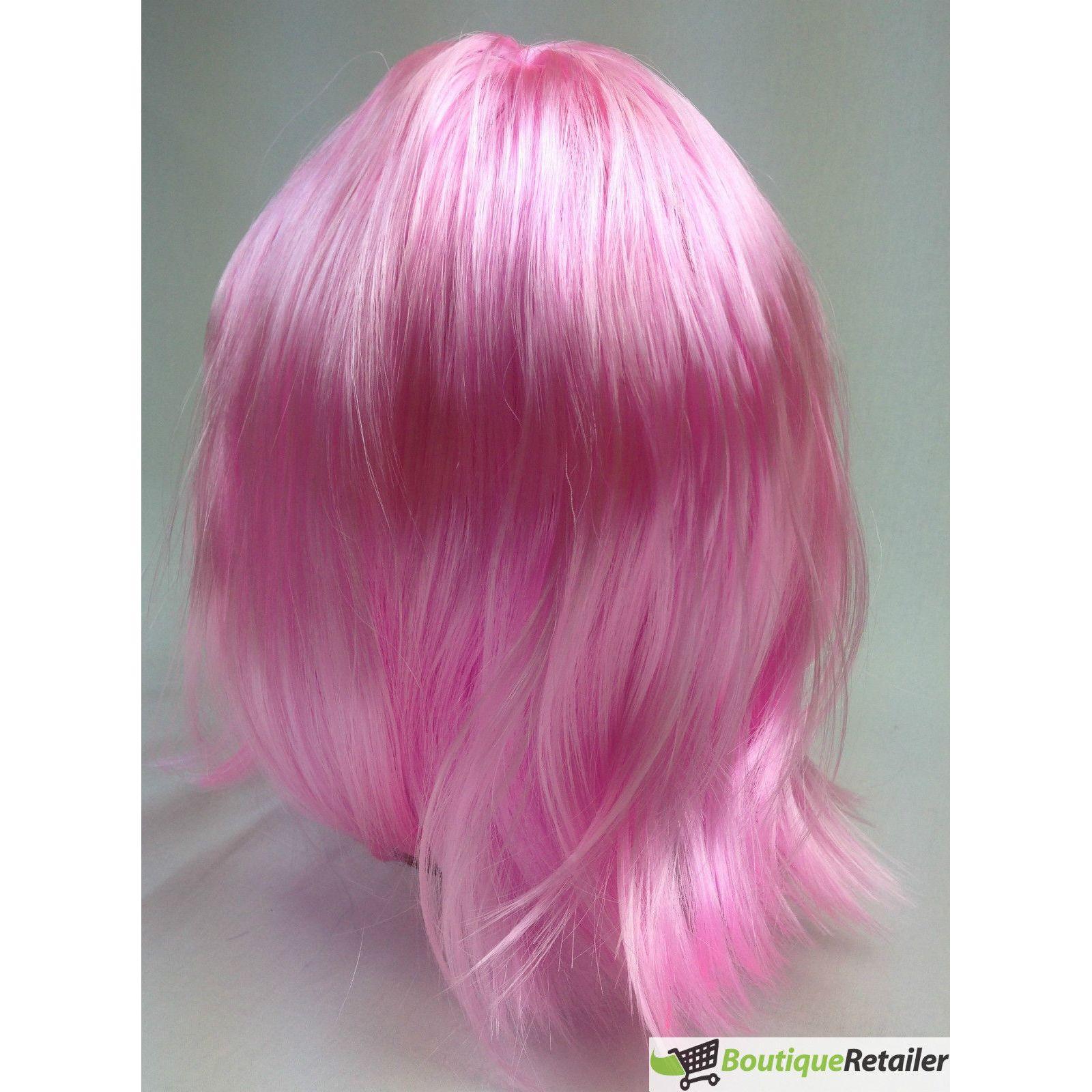 Bob Wig Costume Short Straight Fringe Cosplay Party Full Hair Womens Fancy Dress - Light Pink