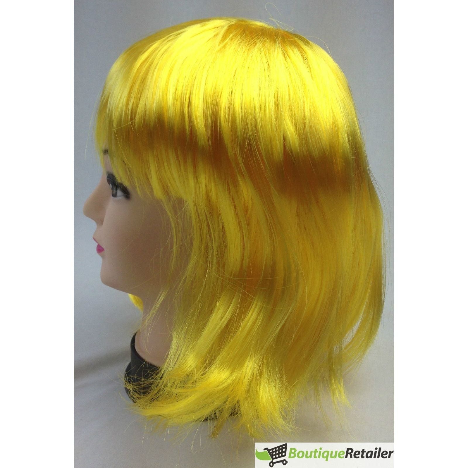 Bob Wig Costume Short Straight Fringe Cosplay Party Full Hair Womens Fancy Dress - Yellow