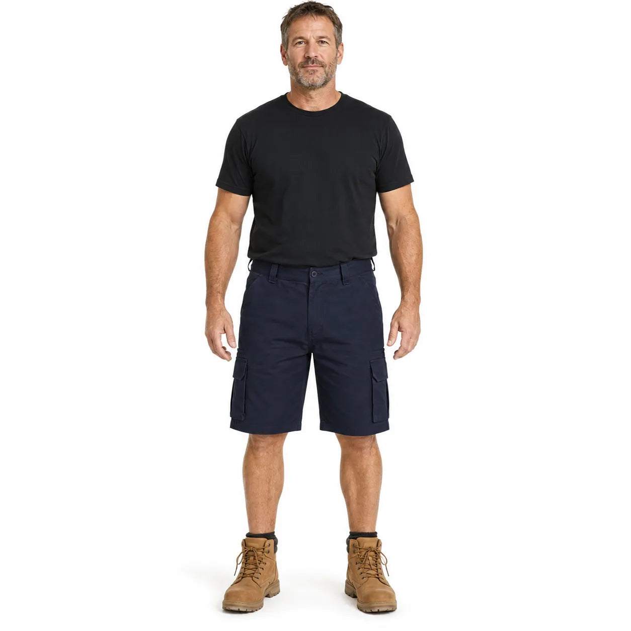 Mens CARGO SHORTS All Sizes 100% COTTON Drill Heavy Work Tradie Military - Navy